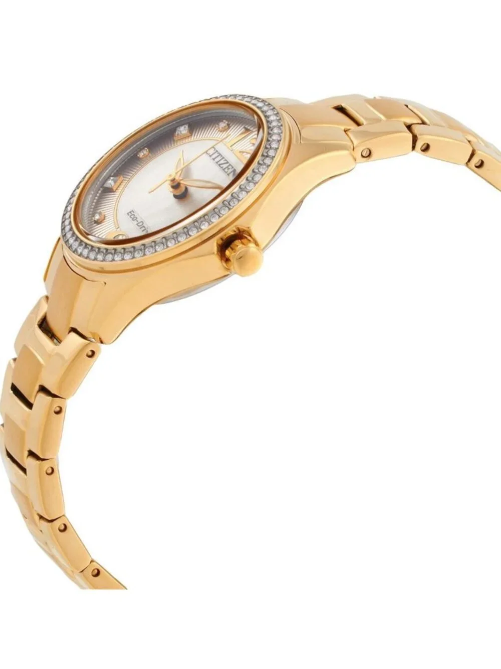 NWT Citizen Crystal Eco-Drive Champagne Dial Ladies Watch